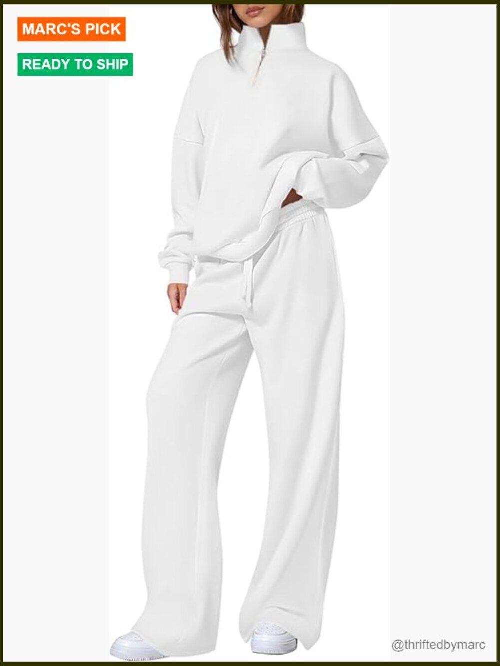 Women's Two Piece Tracksuit Quarter Zip Sweatshirt Straight Leg Pants Lounge Set